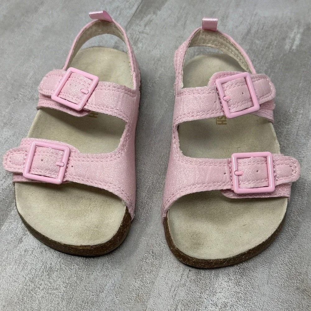 OshKosh Bgosh Noelia Pink Shimmer Double Strap Sandals Toddler Girls Size 7M